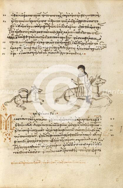 A Horseman Leading a Donkey; Miscellany: Physiologus: other texts, 1510-1520. Creator: Unknown.