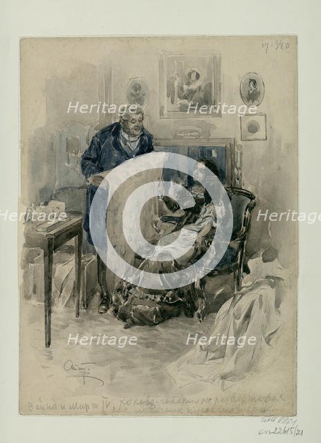 Pierre in the family. Epilogue. Illustration for the novel War and Peace by Leo Tolstoy, 1911-1912. Creator: Apsit, Alexander Petrovich (1880-1944).