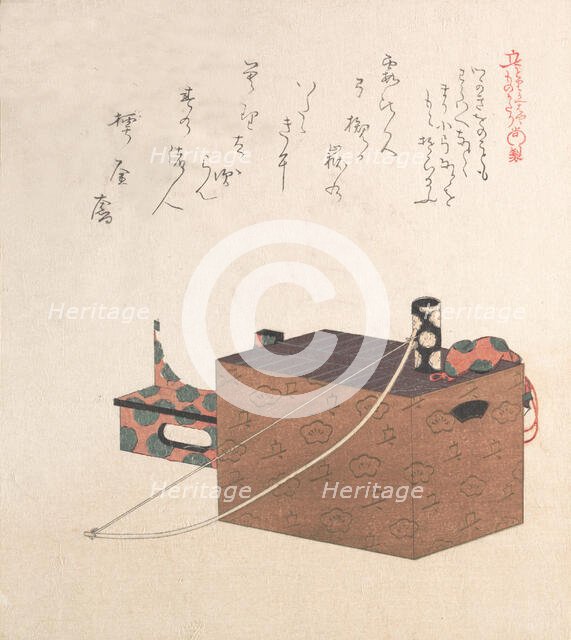 Box for Sugoroku Game (A Kind of Backgammon), Bow and Drum, 19th century. Creator: Kubo Shunman.