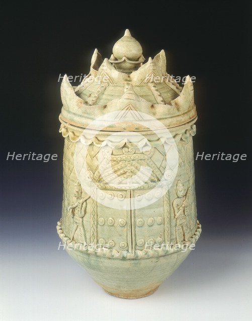 Celadon glazed burial jar with cover, Ly dynasty, Vietnam, 11th-mid 12th century. Artist: Unknown