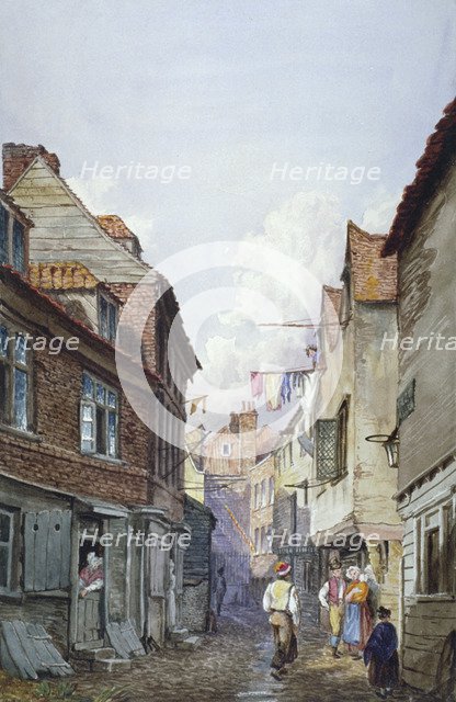 View of figures in Glean Alley, Bermondsey, London, c1825. Artist: W Barker