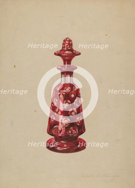 Glass Perfume Bottle, c. 1939. Creator: Isabelle De Strange.