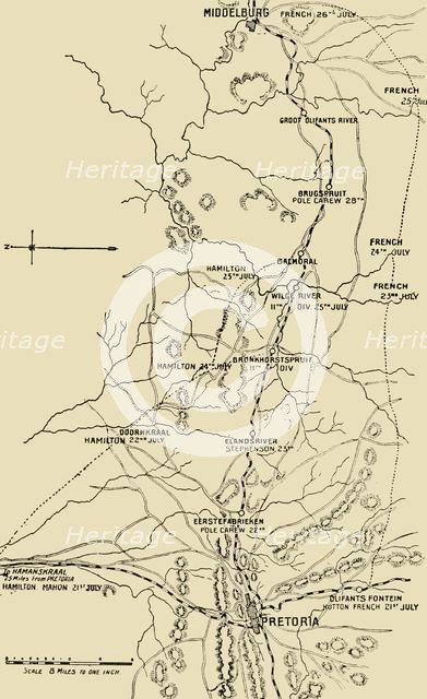 'Map Illustrating the Eastward Move from Eerstefabrieken to Middelburg', 1901. Creator: Unknown.