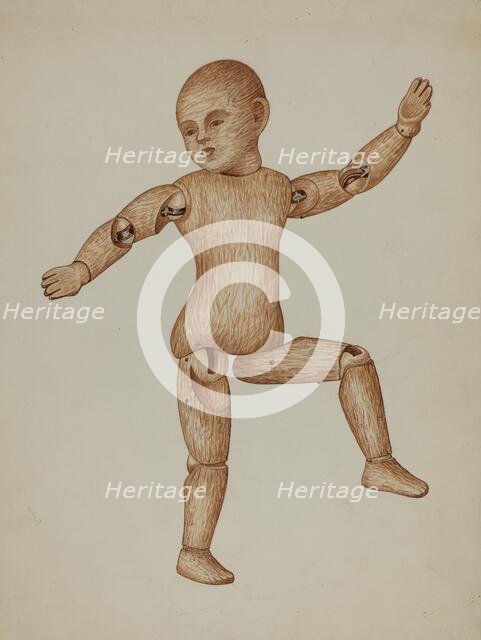 Carved Wood Doll, c. 1937. Creator: Edith Towner.