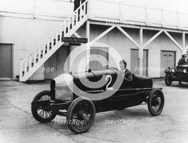 British racing driver George Bedford driving a Hillman, 1921. Creator: Unknown.