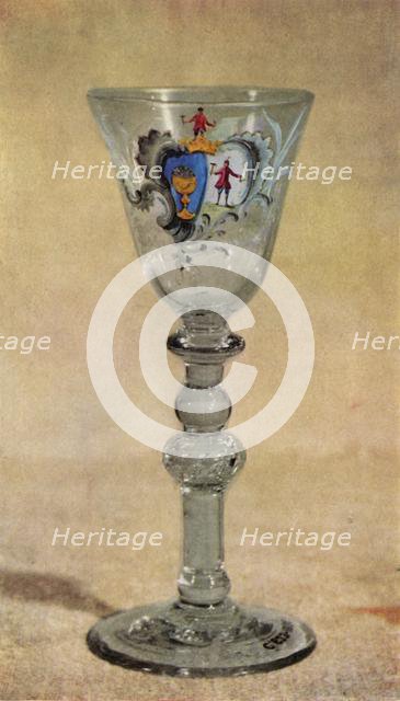 Wineglass painted by William Beilby, mid 18th century, (1946).  Creator: Unknown.