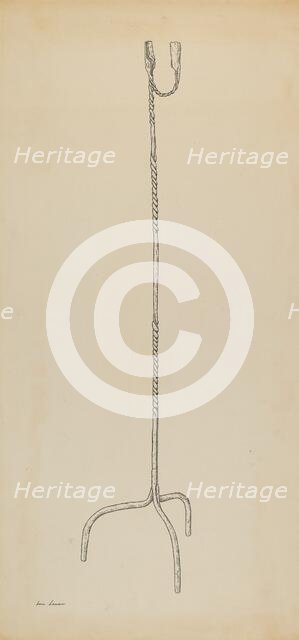 Rush and Candle Stand, c. 1939. Creator: Irene Lawson.