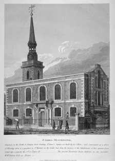 View of St James's Church, Piccadilly from Jermyn Street, London, 1814.                              Artist: Joseph Skelton