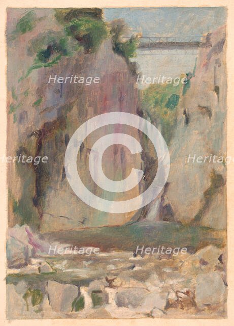 Landscape with a waterfall, early 20th century. Creator: Dezider Czölder.