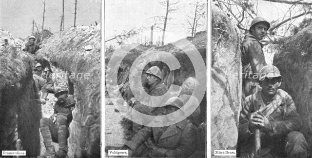 'Sur le massif de Moronvilliers; Dans les tranchees de depart, sur les pentes Sud du..., 1917. Creator: Unknown.