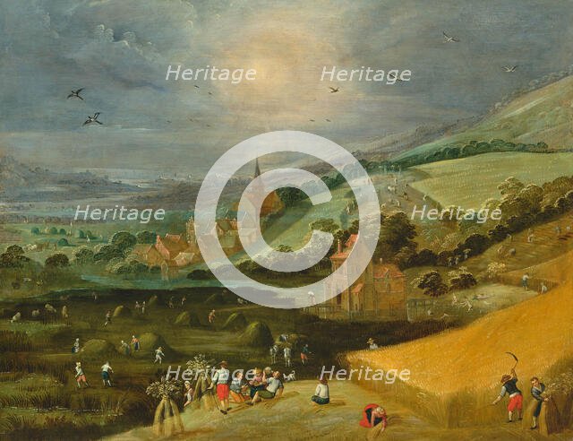 Landscape with hay harvest. Creator: Momper, Joos de, the Younger (1564-1635).
