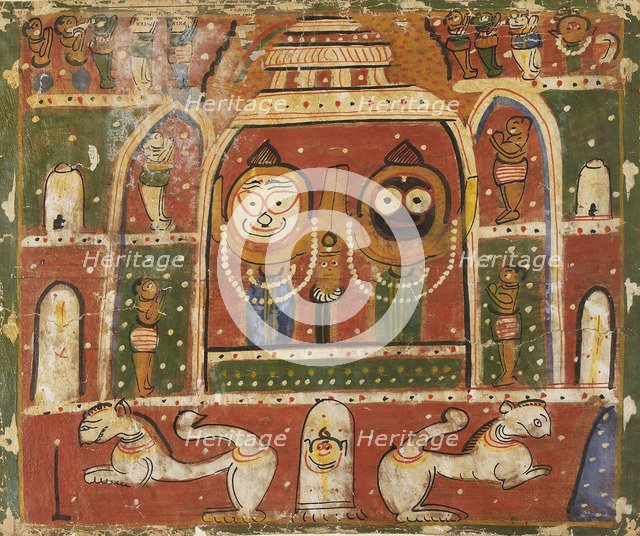 The Jagannatha Trio in the shrine at Puri, 1931 or 1932. Artist: Unknown.