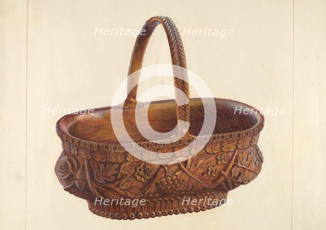Carved Wooden Basket, c. 1938. Creator: Regina Henderer.