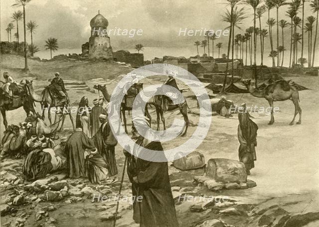 Caravan at Mît-Rahîne, 1898.  Creator: Christian Wilhelm Allers.