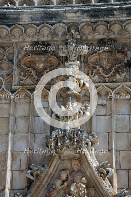 Architectural detail above the main portal, Monastery of Batalha, Batalha, Portugal, 2009. Artist: Samuel Magal