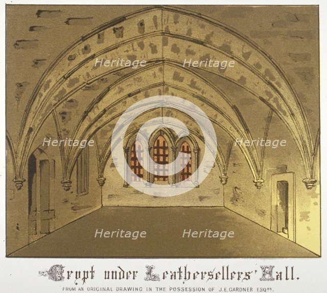 Crypt under Leathersellers' Hall, Little St Helen's, City of London, 1871. Artist: Anon