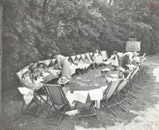 Needlework lesson, Montpelier House Open Air School, London, 1908. Artist: Unknown.