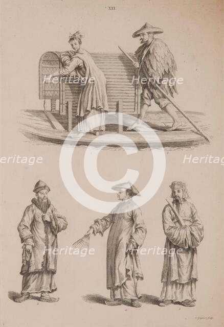 Plate XXI, Designs of Buildings, Furniture, Clothes, Machinery, and Implements of the Chinese, 1757. Creator: William Chambers.