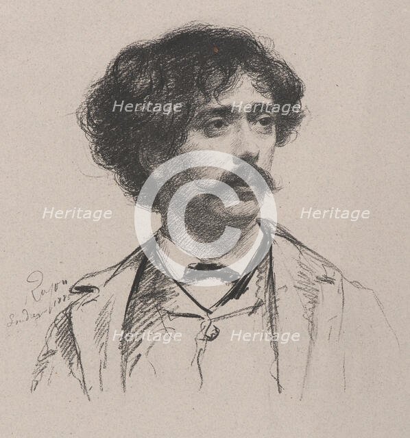 Portrait of the violinist and composer Pablo de Sarasate (1844-1908), 1885. Creator: Rajon, Paul-Adolphe (1842-1888).