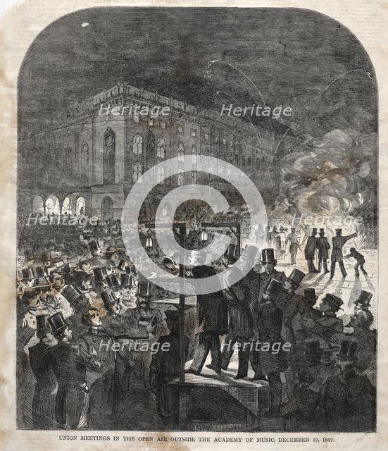 Union Meeting in the Open Air Outside the Academy of Music, 1859. Creator: Winslow Homer (American, 1836-1910).