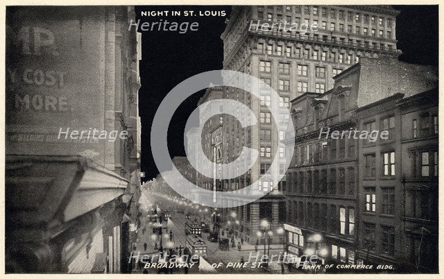Night in St Louis, Missouri, USA, 1910. Artist: Unknown