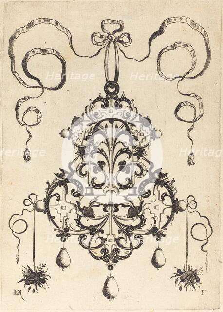 Large Pendant, Lower Left and Right Two Bunches of Grass and Fruit, 1596. Creator: Daniel Mignot.