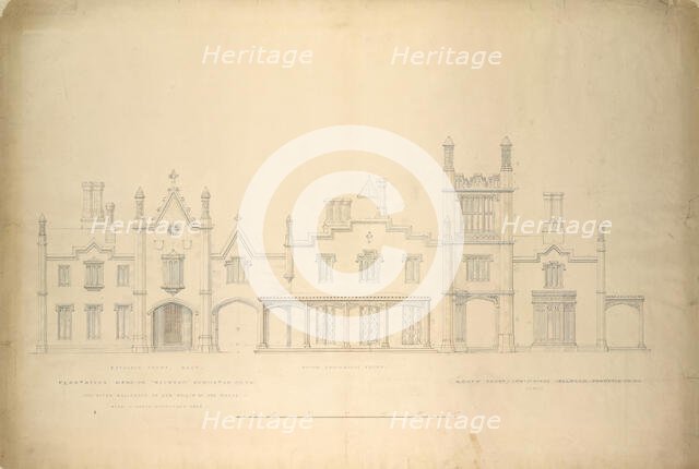 Belmead, Plantation Mansion for Philip St. George Cocke, Powhatan Co., Virginia..., 1846. Creator: Alexander Jackson Davis.
