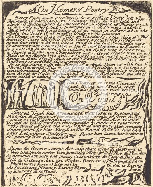 On Homer's Poetry (and) On Virgil, 1822. Creator: William Blake.