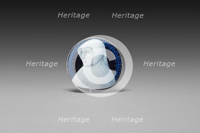 Medallion, probably Margaret of Lorraine (recto); the Virgin Seated on a Throne..., c. 1530-c. 1540. Creator: Leonard Limosin.