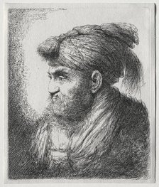 The Large Heads of Men in Oriental Headdress: A Man Nearly in Profile and Turned to Left. Creator: Giovanni Benedetto Castiglione (Italian, 1609-1664).