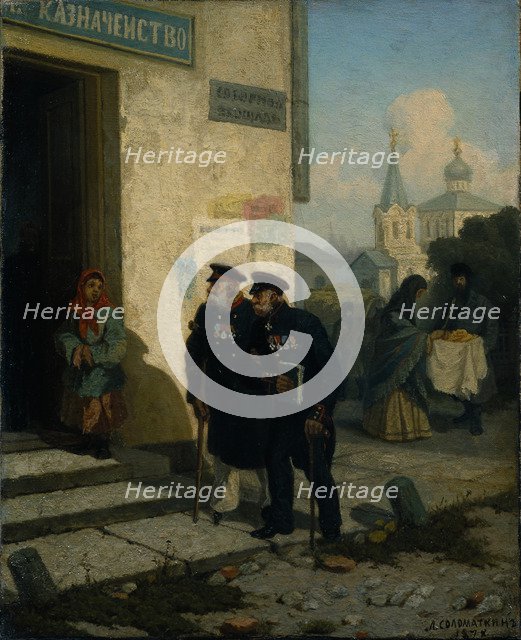 The Pension Day, 1878. Artist: Solomatkin, Leonid Ivanovich (1837-1883)