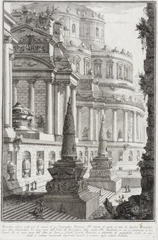 Ancient Tomb with Obelisks Surrounded by Sepulchral Urns, c1743. Creator: Giovanni Battista Piranesi.