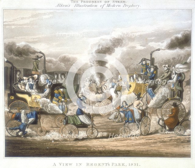 'The Progress of Steam. A View in Regent's Park, 1831', 1828. Artist: Unknown