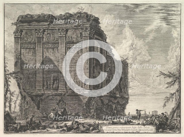 The so-called Temple of Salus, on the road to Albano (Tempio antico volgarmente detto ..., ca. 1763. Creator: Giovanni Battista Piranesi.