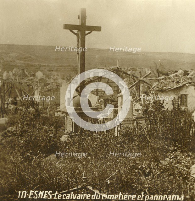 Calvary at the cemetery of Esnes, northern France, c1914-c1918. Artist: Unknown.