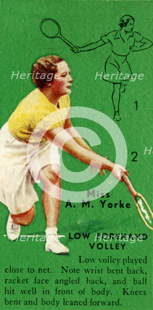 'Miss A. M. Yorke - Low Forehand Volley', c1935. Creator: Unknown.