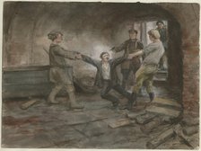 Man being held and executed (from the series of watercolors Russian revolution), 1919. Artist: Vladimirov, Ivan Alexeyevich (1869-1947)