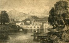'Llangollen Bridge, Castle Dinas Bran, on the River Dee: North Wales', 19th century.  Creator: Unknown.
