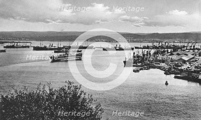 Durban harbour from the Bluff, South Africa. Artist: Unknown