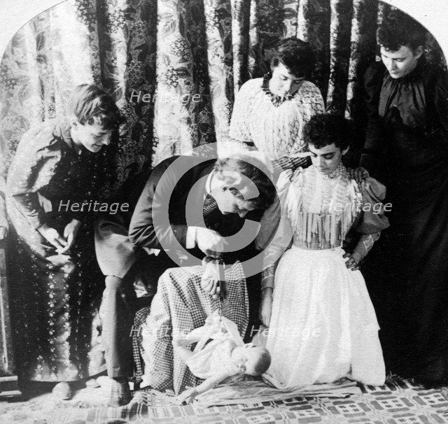 'Weighing the Baby'.Artist: James M Davis