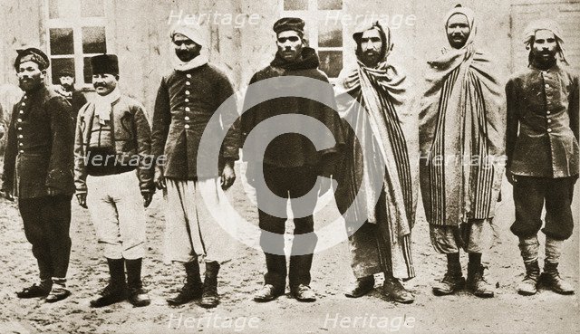 Captured French colonial soldiers in a German prison camp, World War I, c1914-c1918. Artist: Unknown