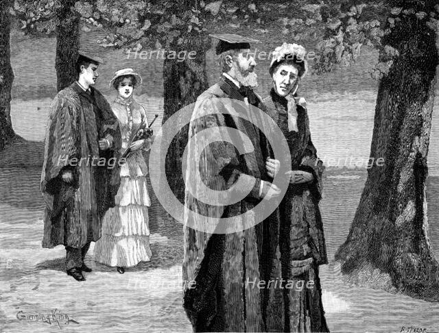 Their road lay through the lime walk, almost deserted now, 1883. Creator: R. Taylor.