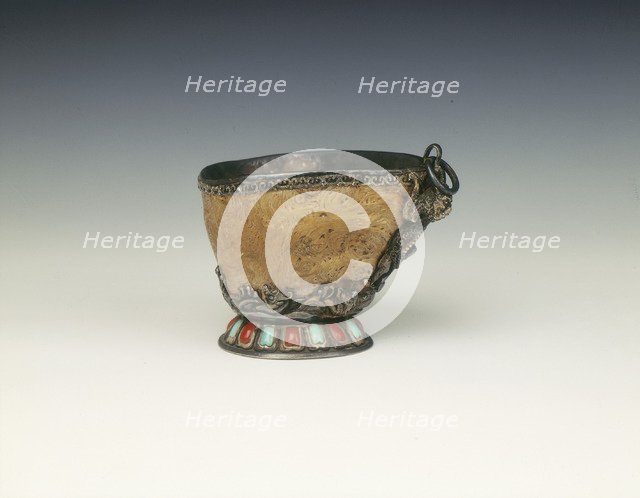 Burwood cup with silver mounts, late 18th-early 19th century. Artist: Unknown