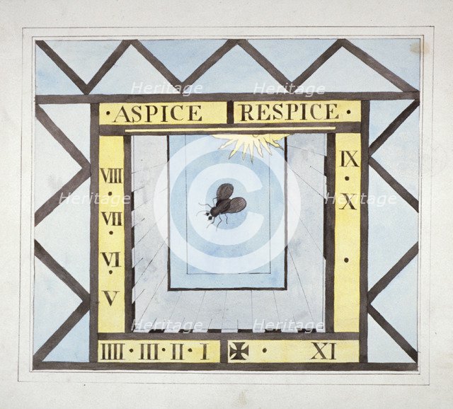 Design of a sundial at St Olave, Bermondsey, London, c1825.    Artist: Anon