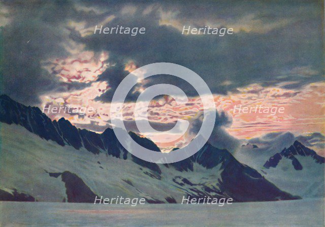 'In the Wake of the Dawn: Green Mists Seen on Alpine Peak and Valley', c1935. Artist: Unknown.