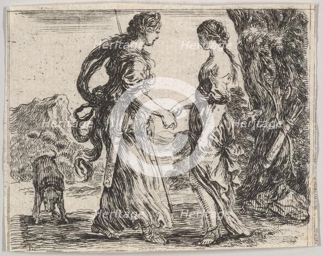 Jupiter and Calisto, from 'Game of Mythology' (Jeu de la Mythologie), 1644. Creator: Stefano della Bella.