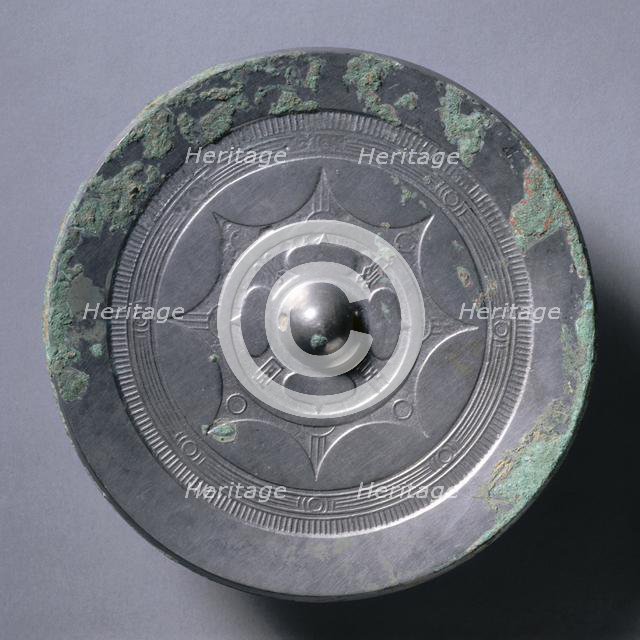 Mirror with Quatrefoil, Concentric Circles, and Linked Arcs, early 1st Century - early 3rd Century. Creator: Unknown.