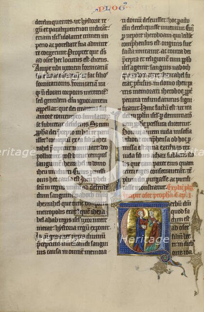 Initial V: Hosea with Gomer; Marquette Bible, about 1270. Creator: Unknown.