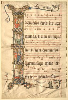Leaf from the Wettinger Gradual: Historiated Initial (I)..., c1330. Creator: Second Master of the Wettinger Gradual (German).