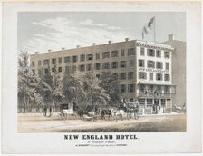 New England Hotel, Broadway, Adjoining Trinity Church Yard, New York, ca.1848. Creator: Frances Flora Bond Palmer.